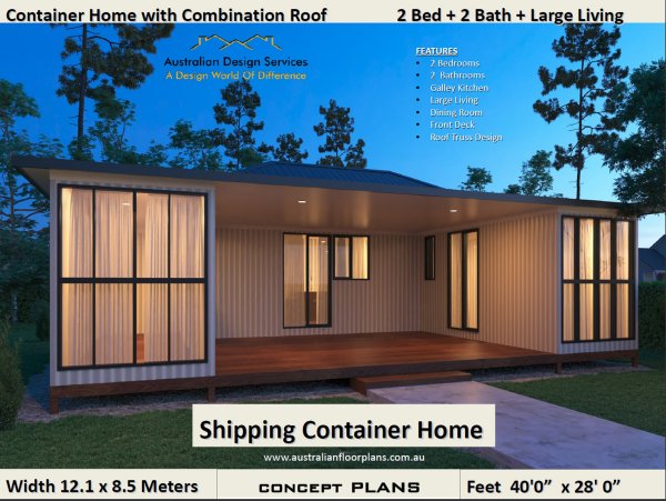 2 Bedroom Container Home: 1200 Combination